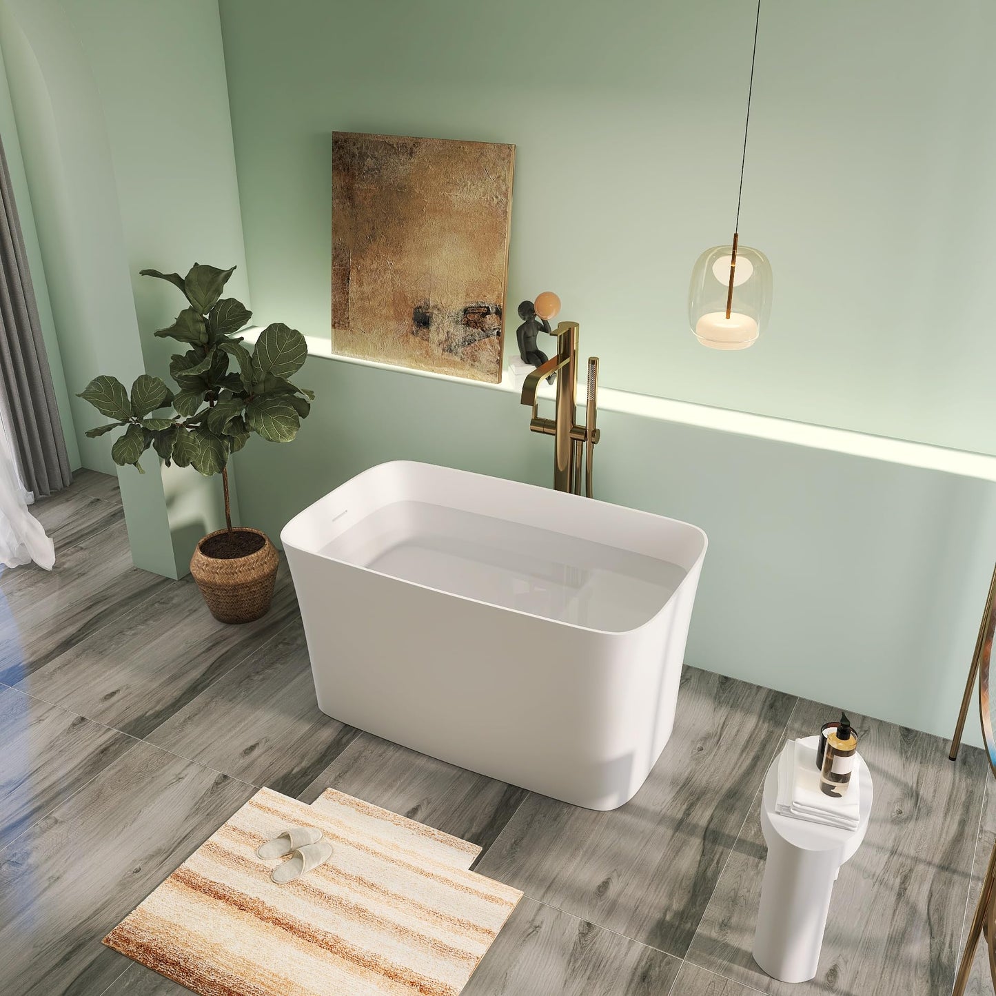 65" Solid Surface Tub - Cream