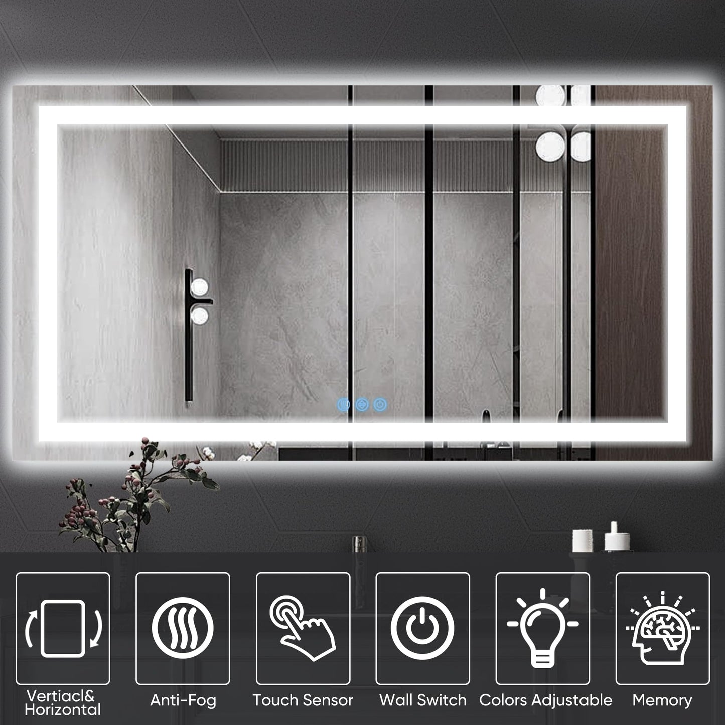Antok 36x48 LED Bathroom Mirror