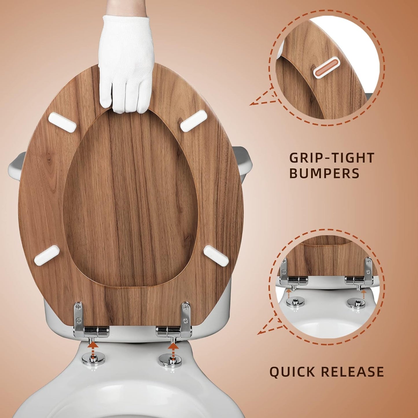 Angol Shiold Elongated Wood Toilet Seat