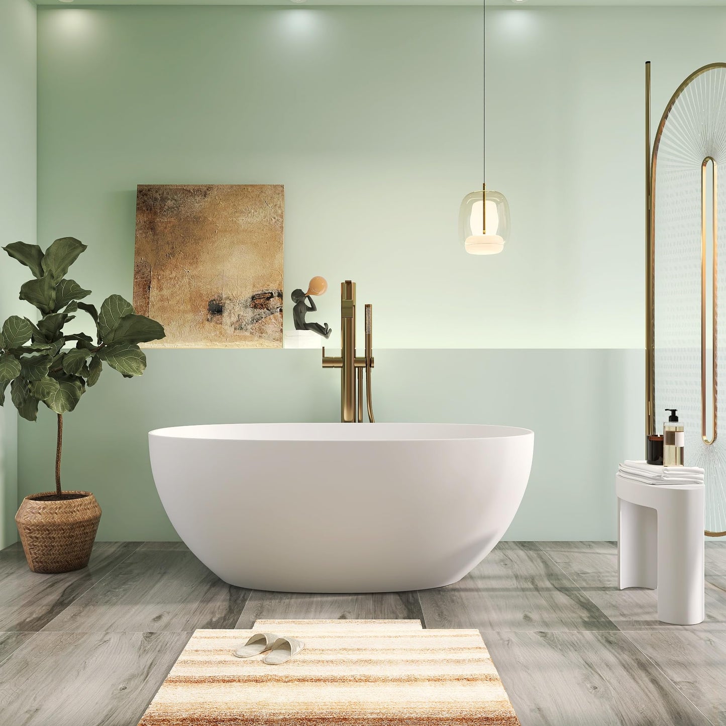 65" Solid Surface Tub - Cream