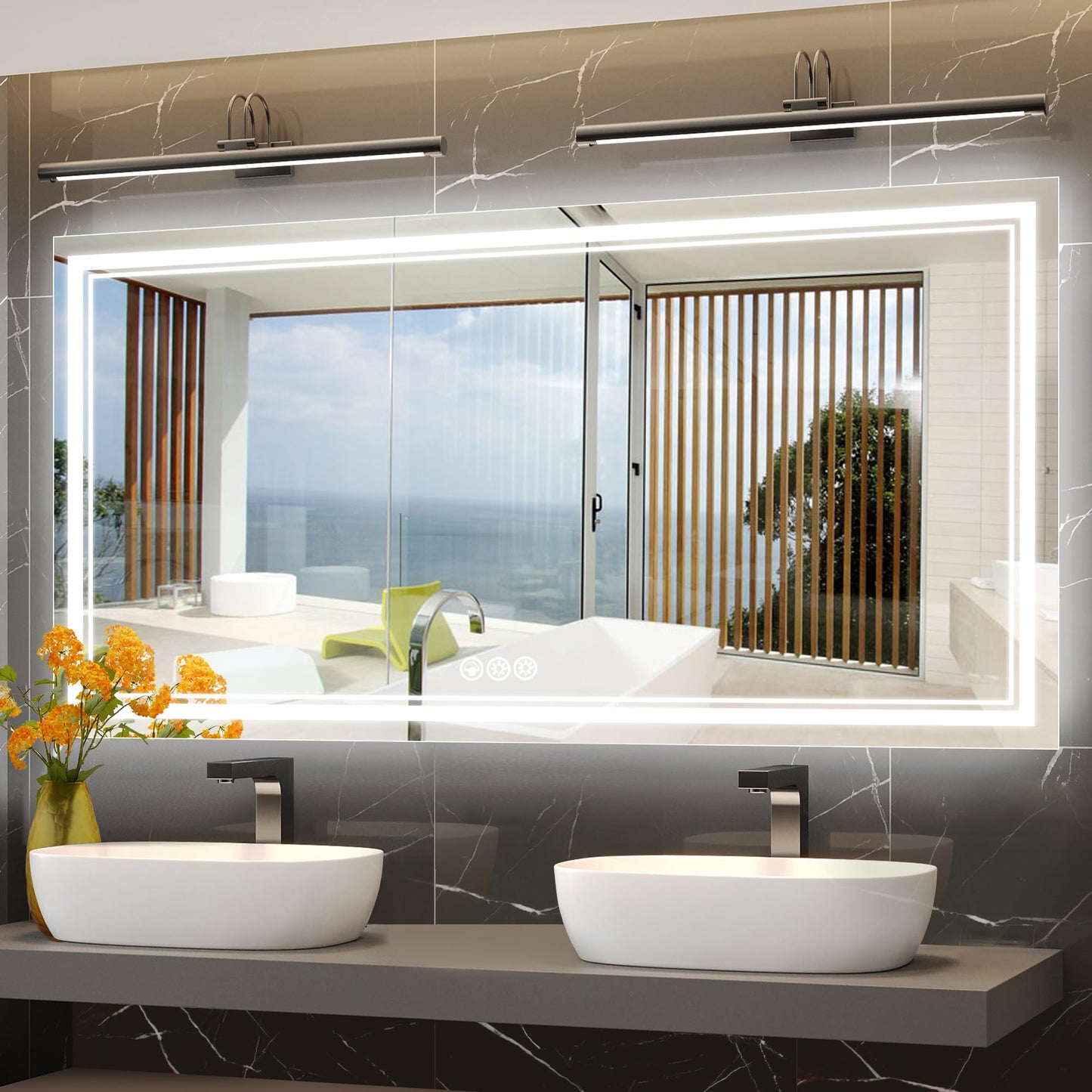 110x40" LED Bathroom Mirror