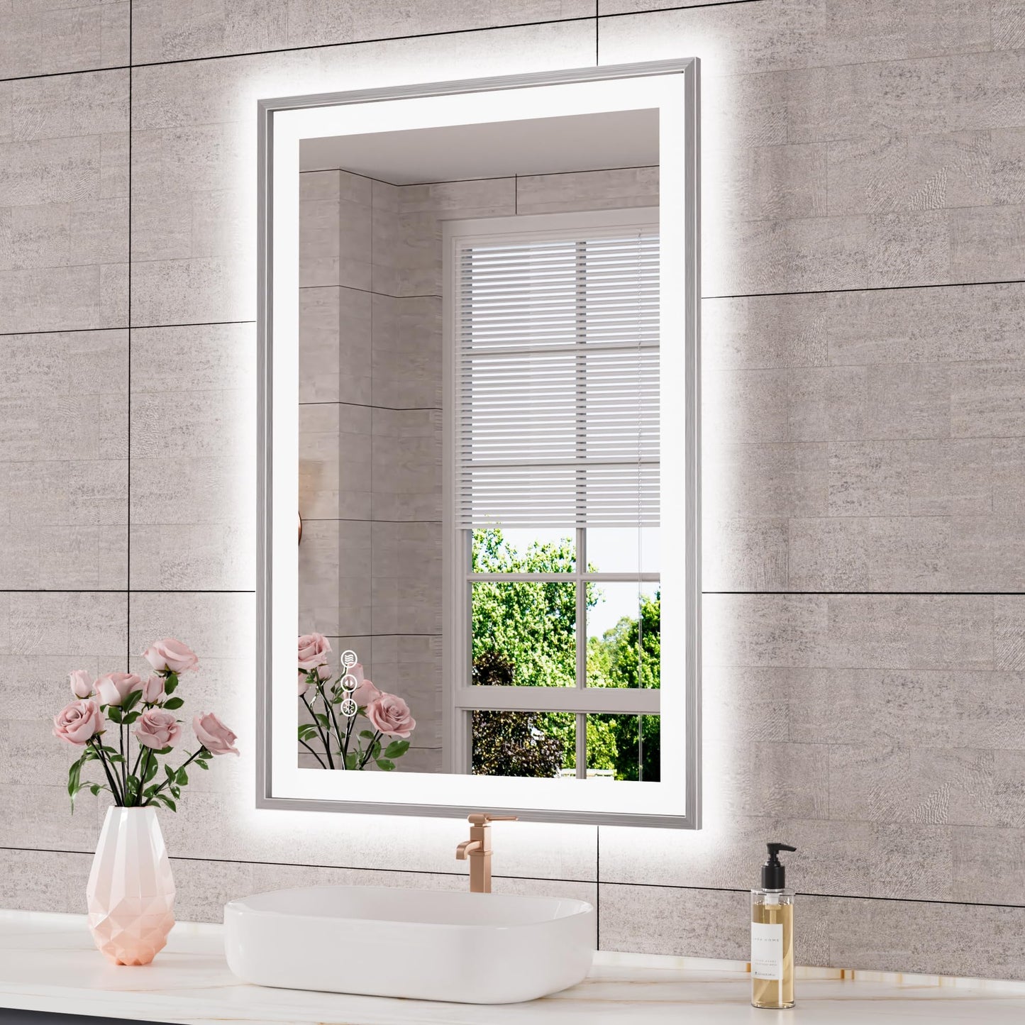 72x32 Gold LED Bathroom Mirror