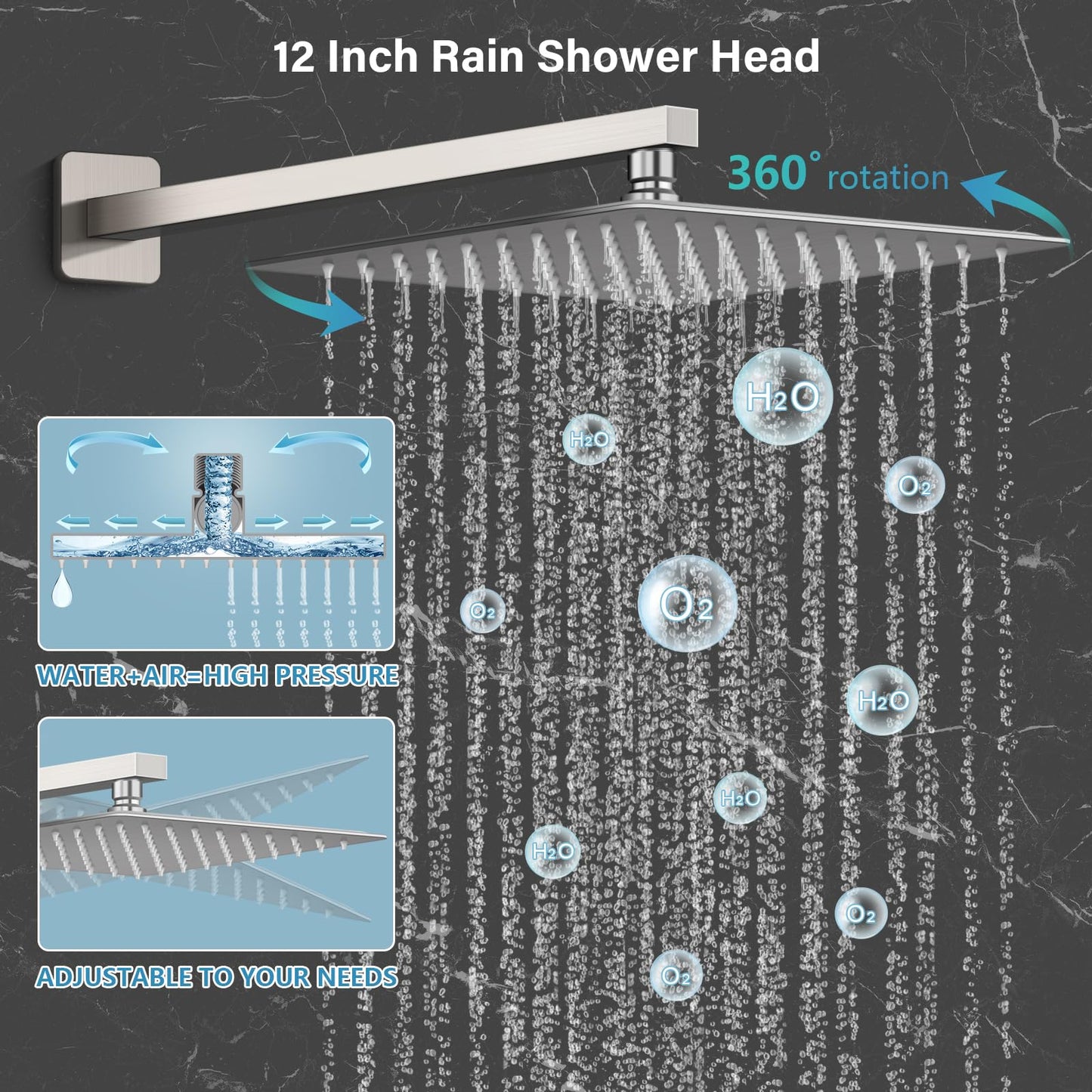 Black Shower Faucet Set - 10"