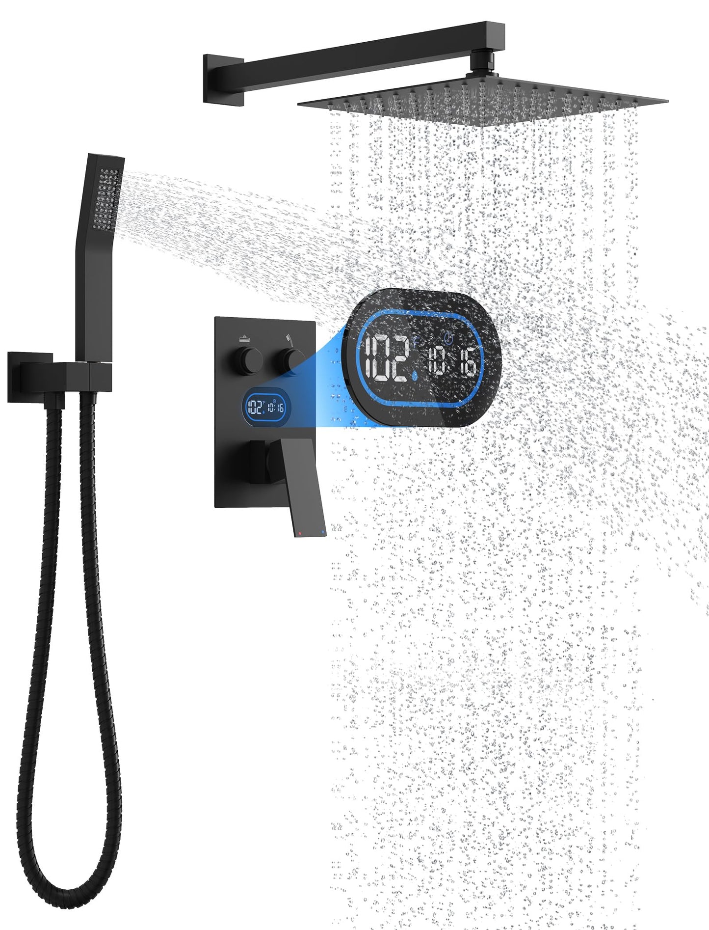 Matte Black 12" Shower System