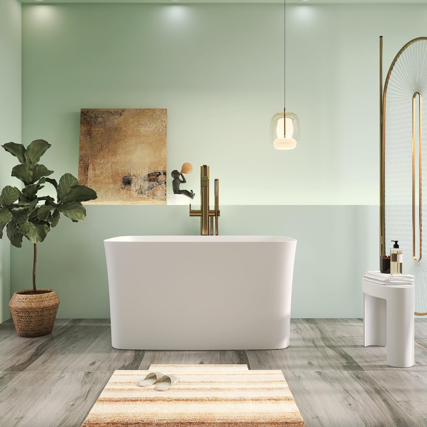 65" Solid Surface Tub - Cream