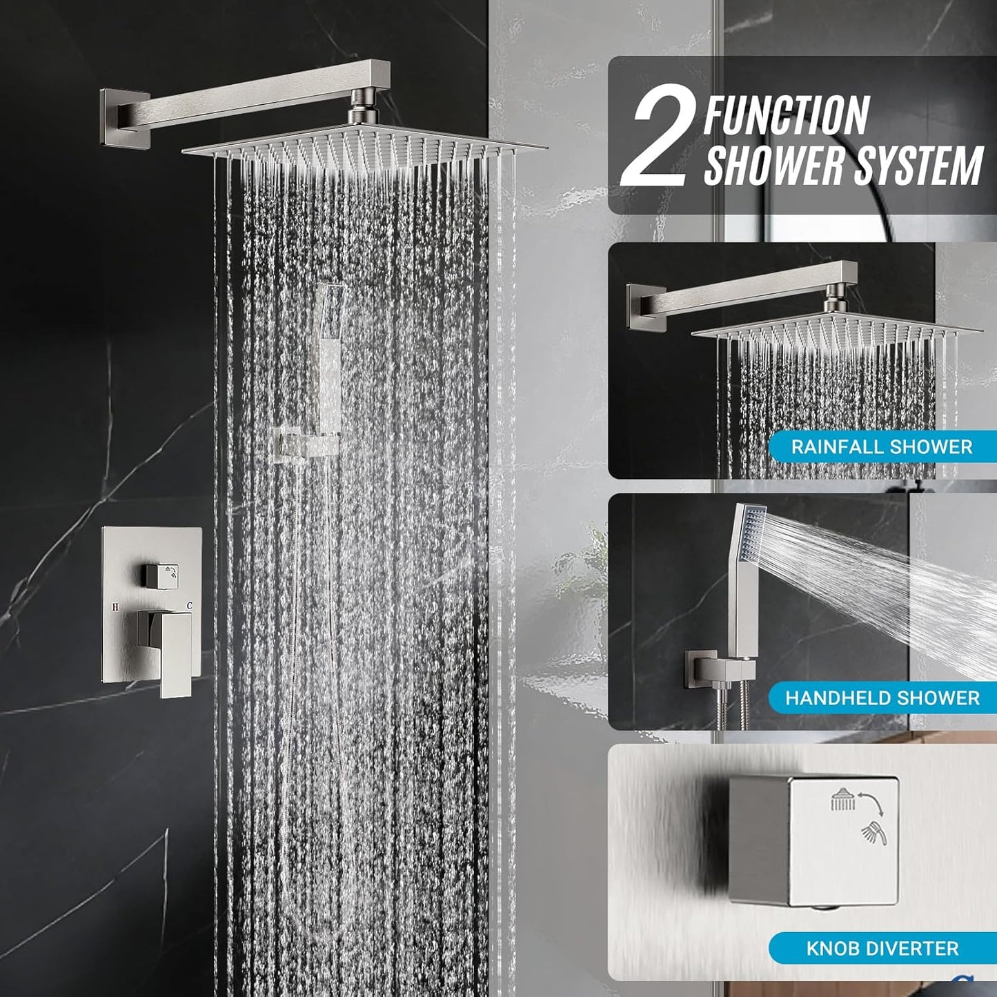 Rainfall Shower Set – Brushed Nickel