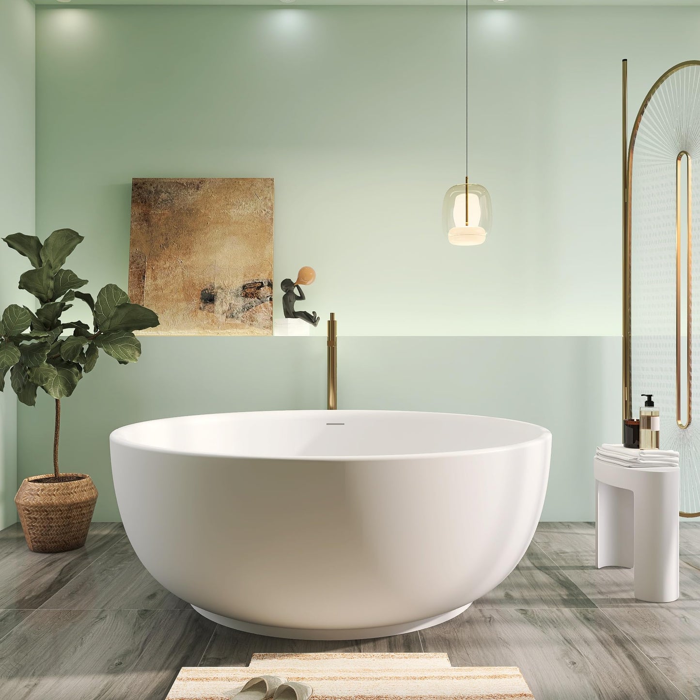 65" Solid Surface Tub - Cream