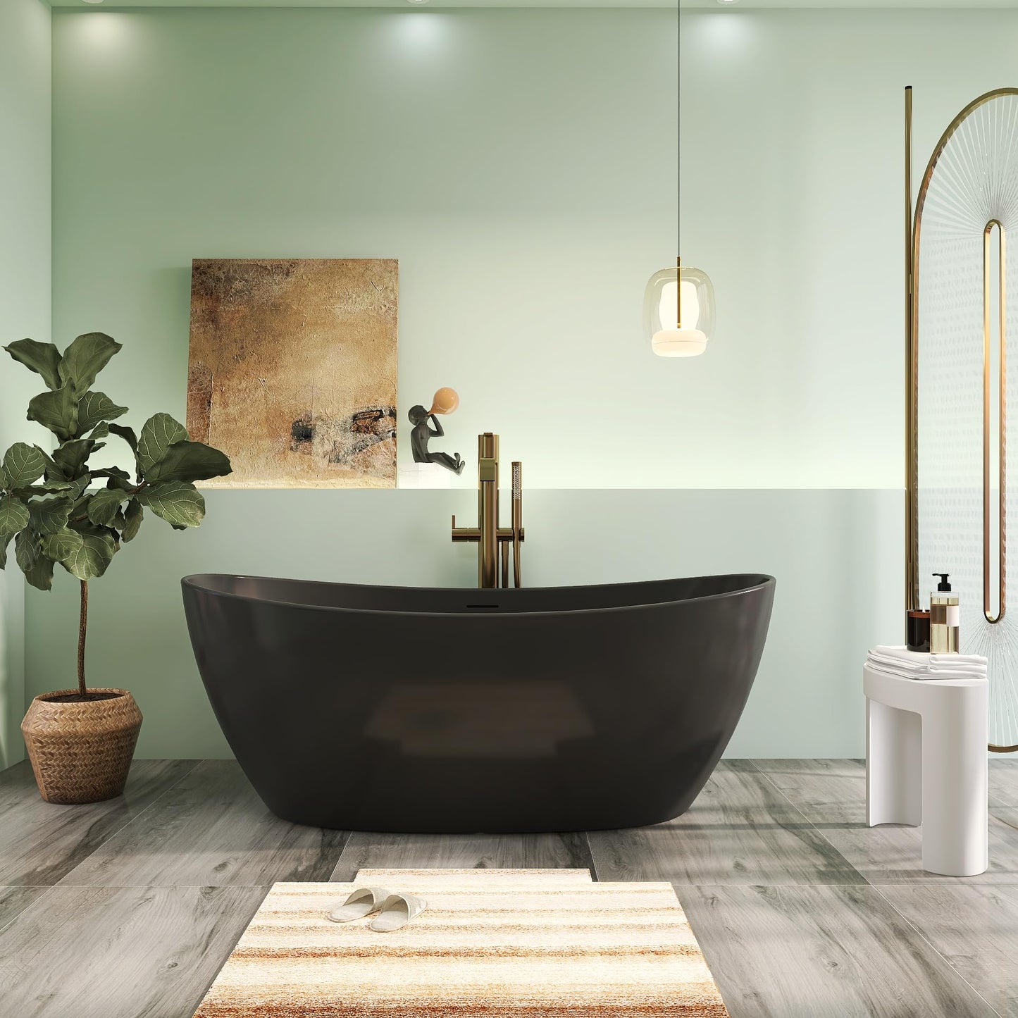 65" Solid Surface Tub - Cream