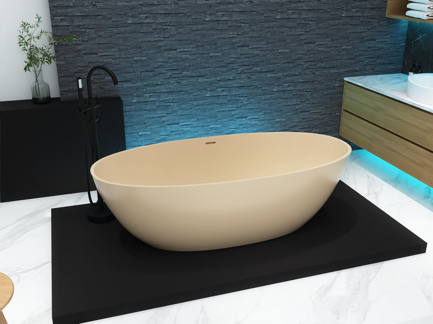 71" Stone Bathtub - Grey