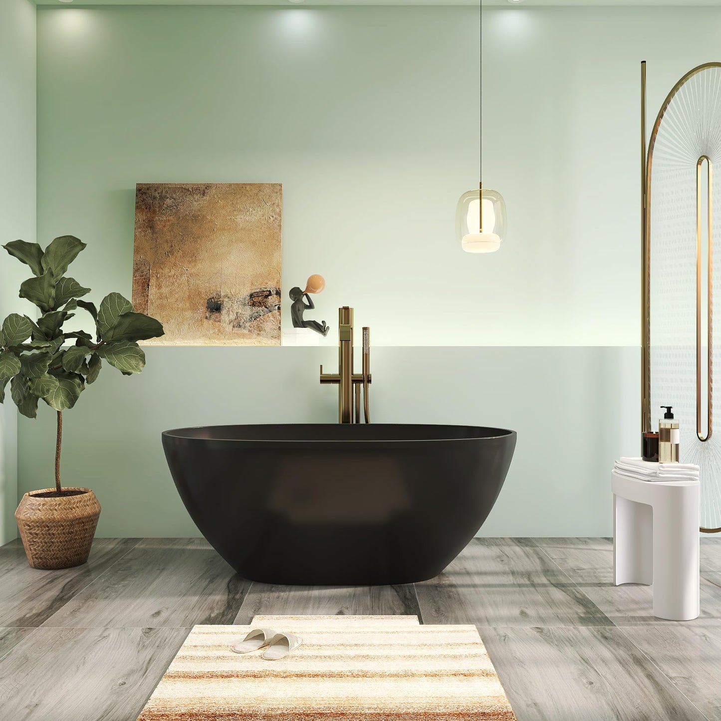 65" Solid Surface Tub - Cream