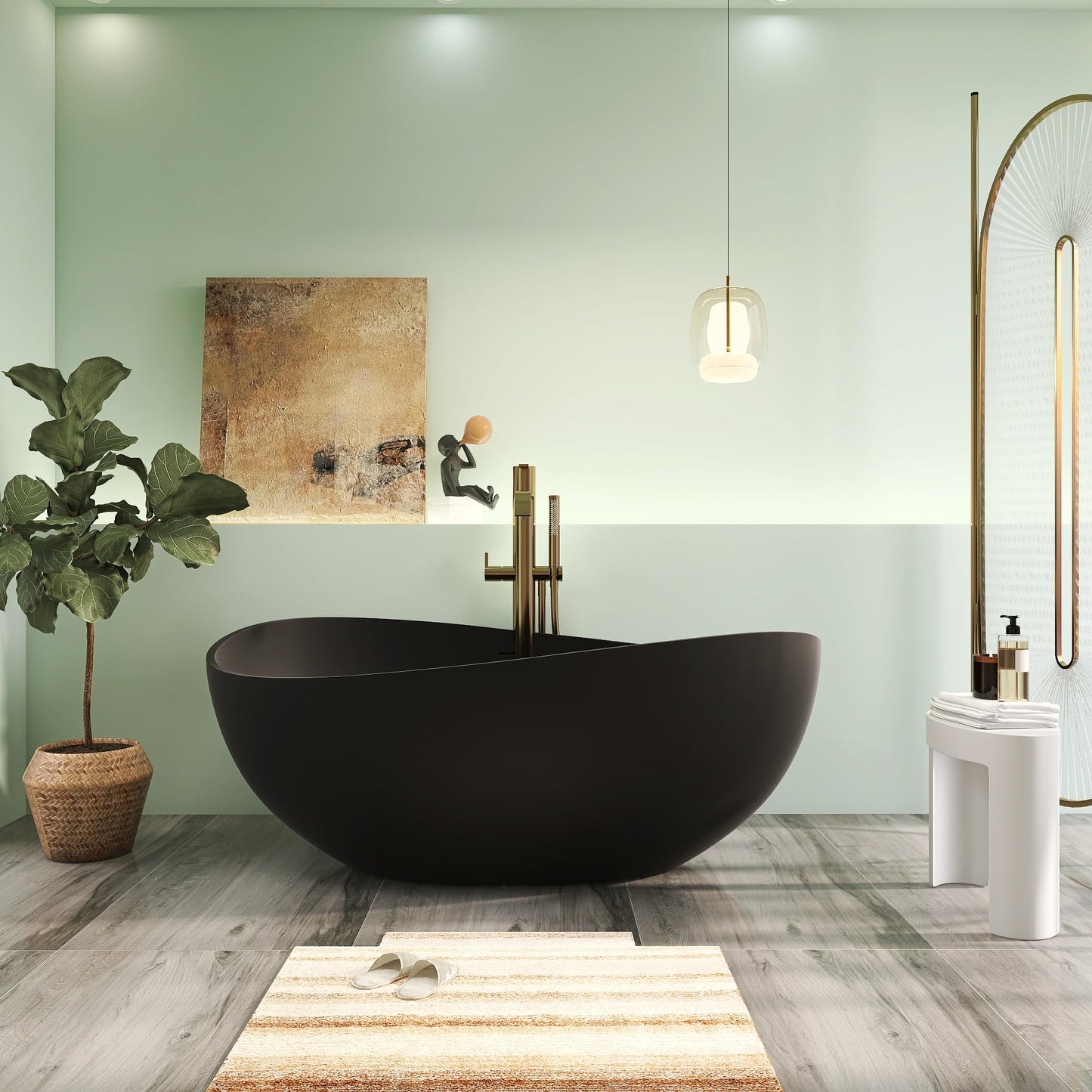 65" Solid Surface Tub - Cream