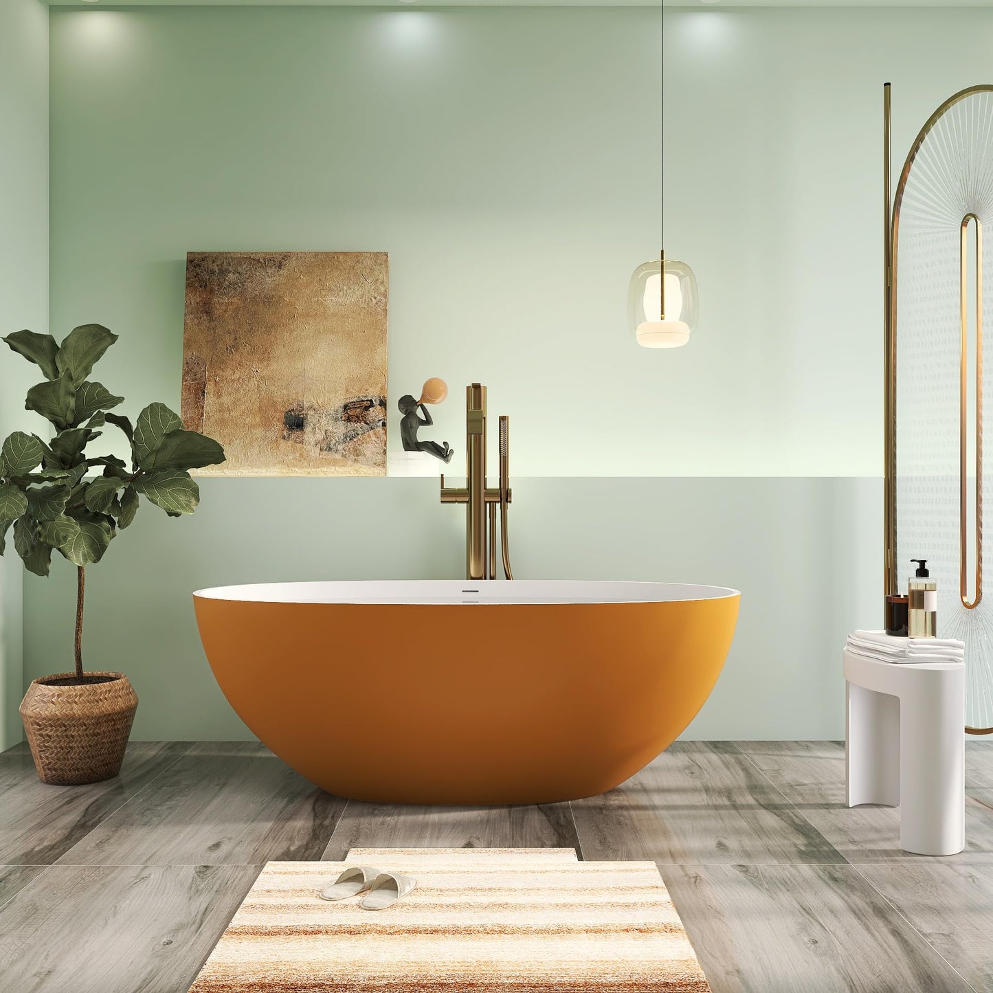 65" Solid Surface Tub - Cream