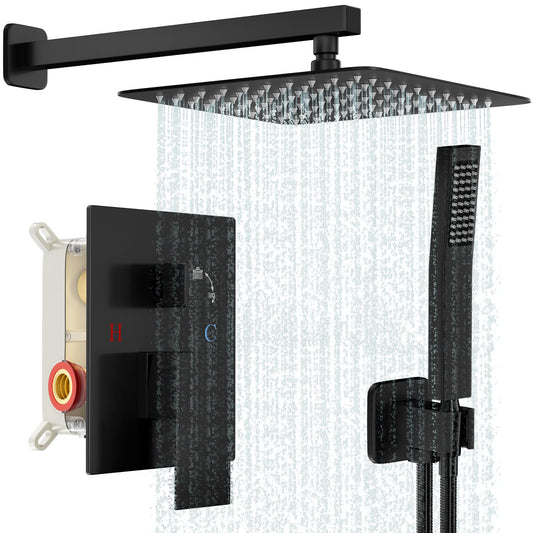 Black Shower Faucet Set - 10"