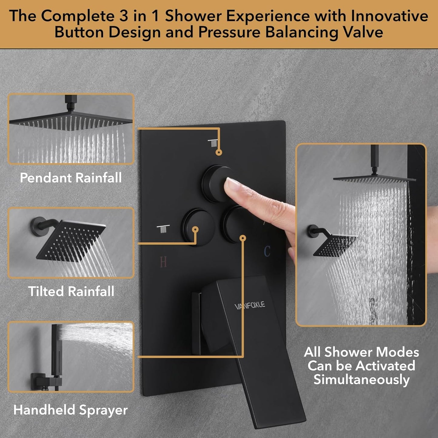 Matte Black Shower System