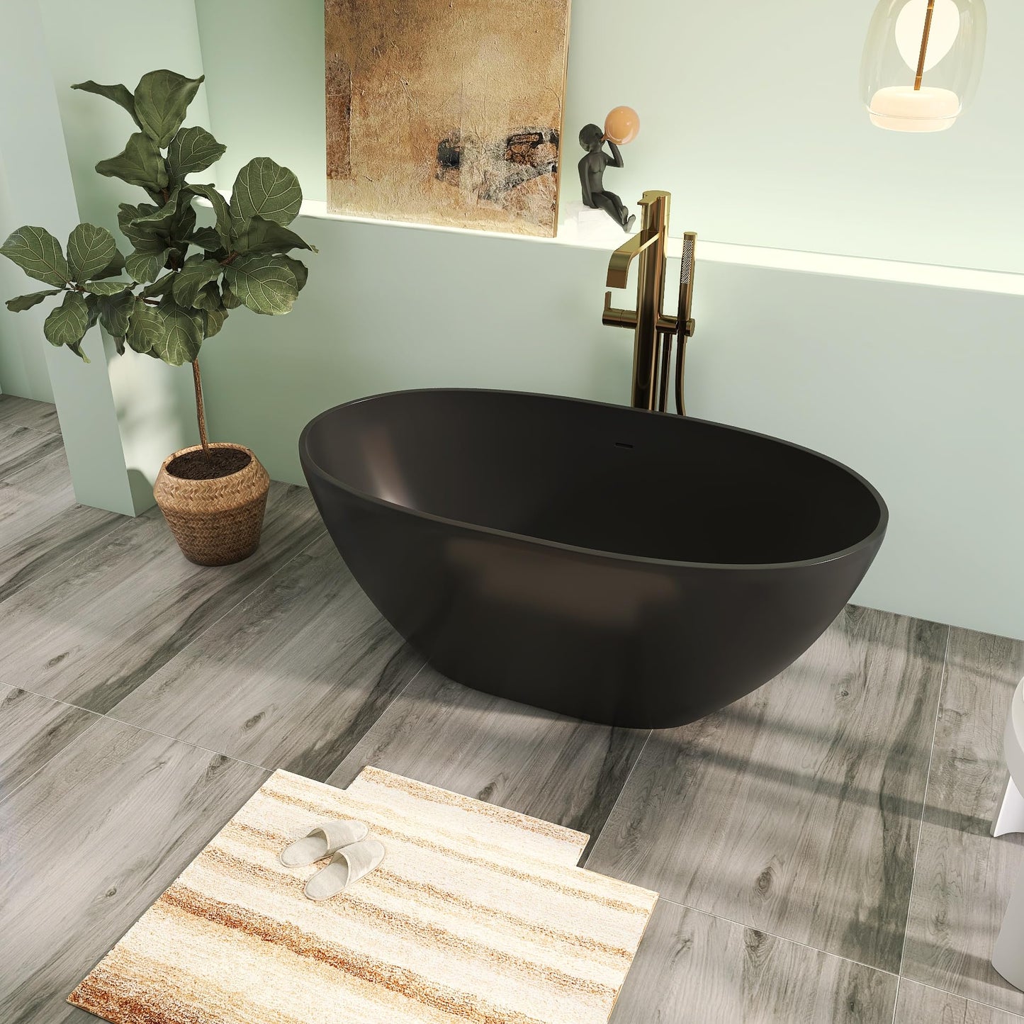 65" Solid Surface Tub - Cream
