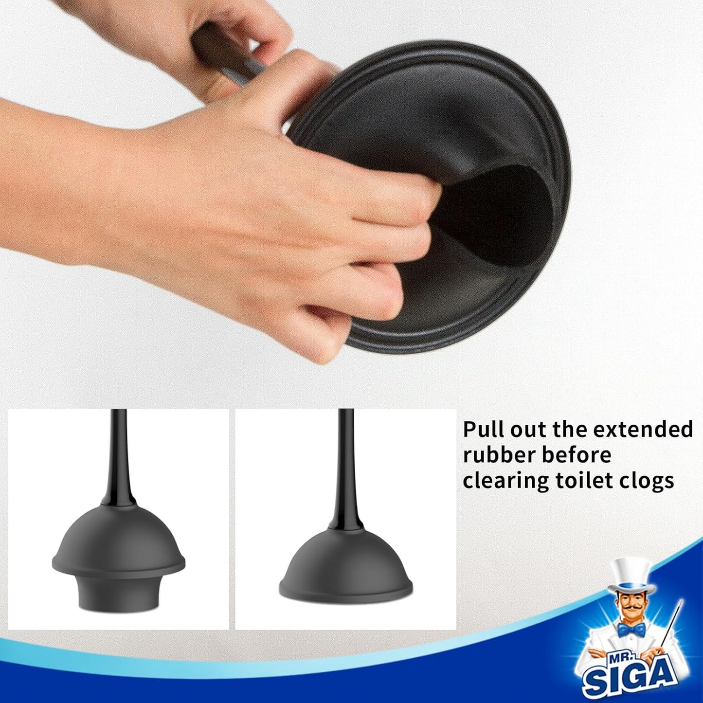 MR.SIGA Toilet Plunger & Brush Combo, Black