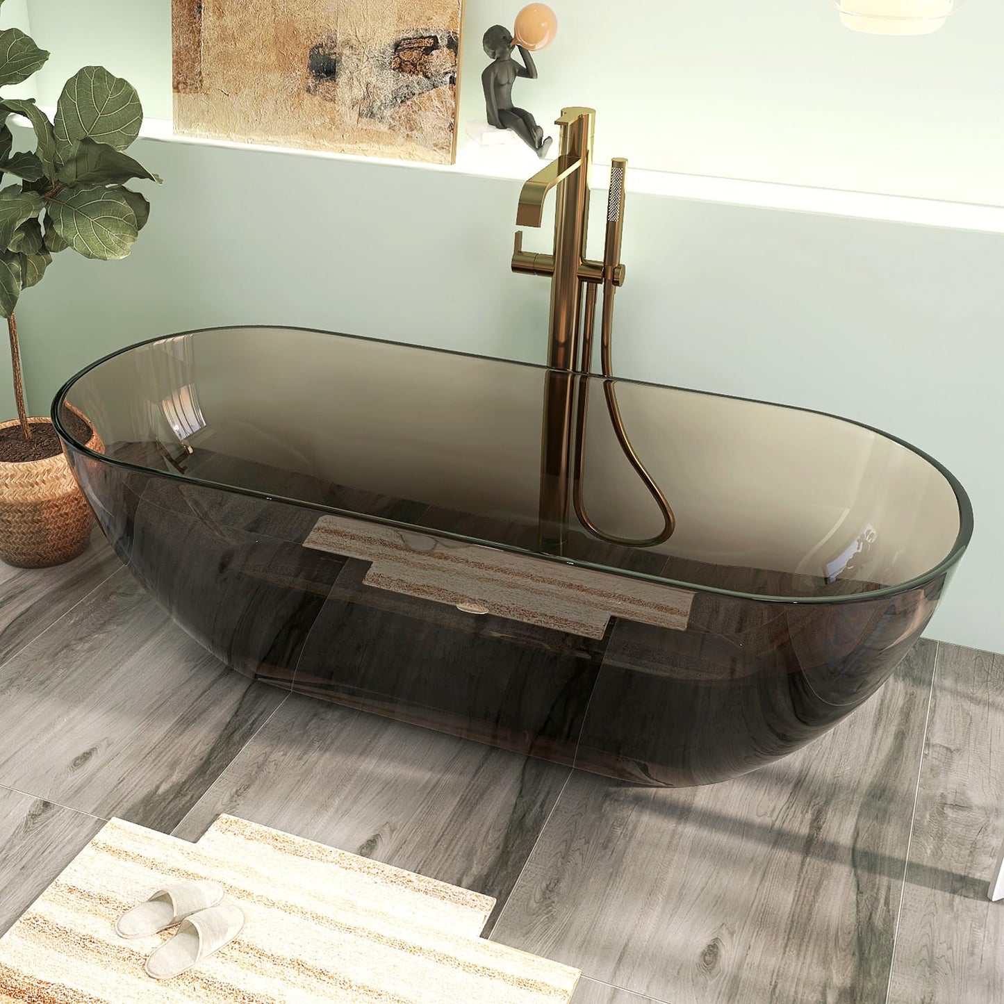 65" Solid Surface Tub - Cream
