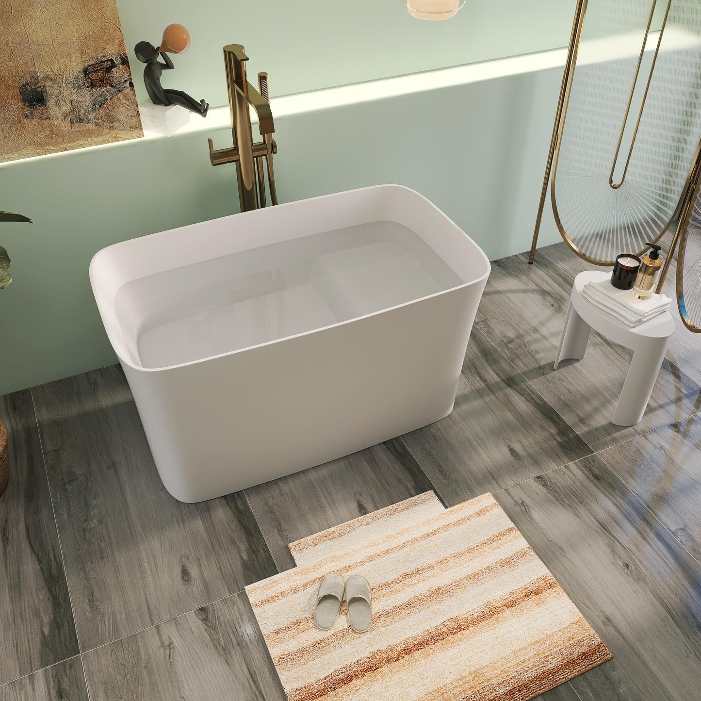 65" Solid Surface Tub - Cream