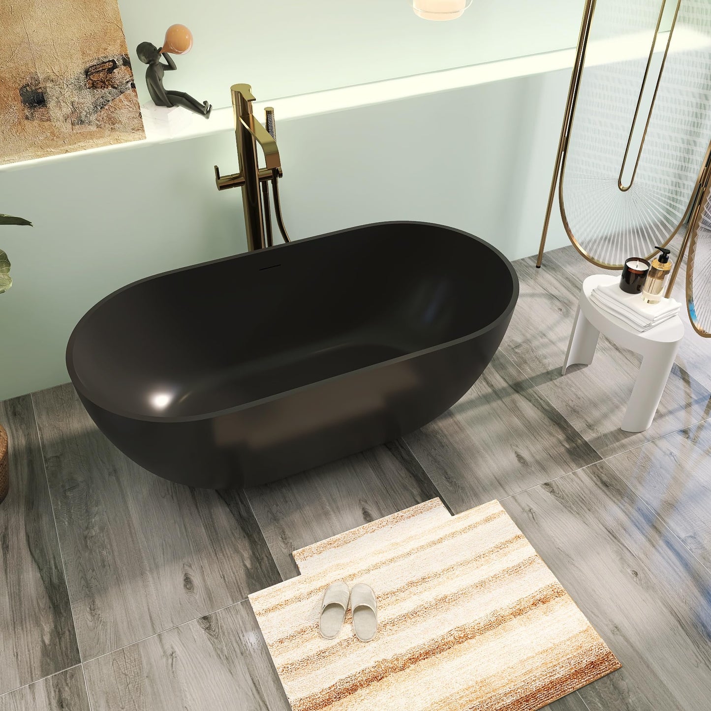 65" Solid Surface Tub - Cream