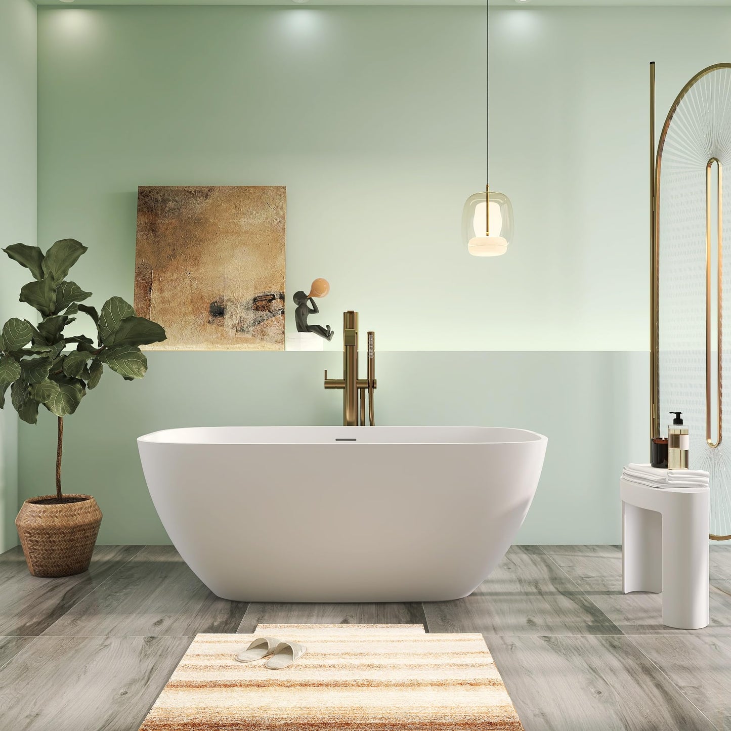 65" Solid Surface Tub - Cream