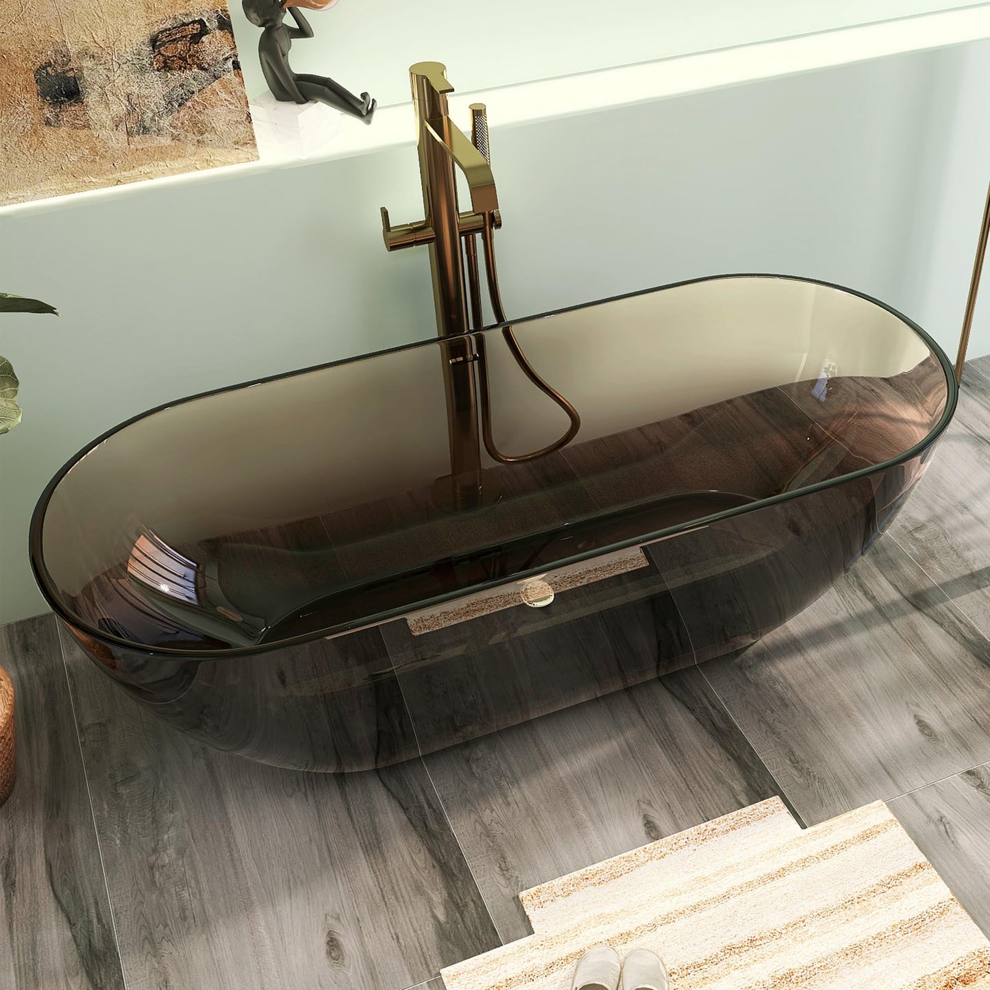 65" Solid Surface Tub - Cream