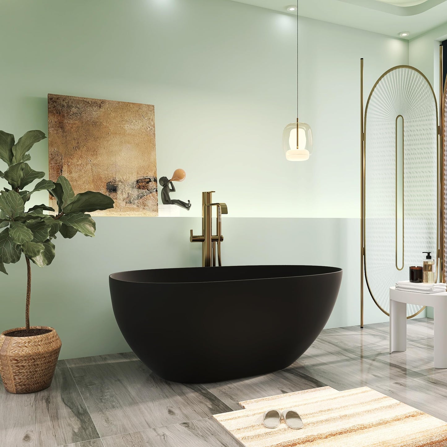 65" Solid Surface Tub - Cream