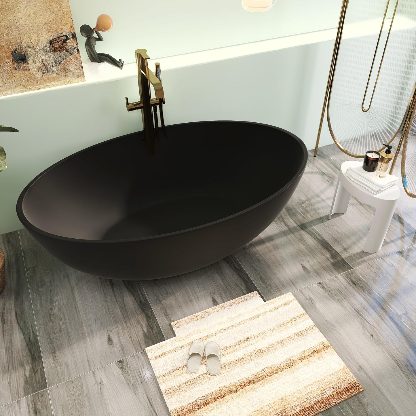 65" Solid Surface Tub - Cream