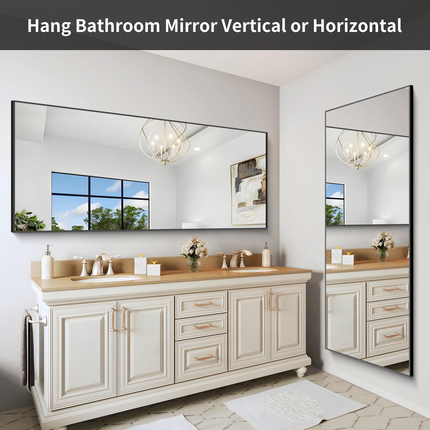 40x48 Black Bathroom Mirror